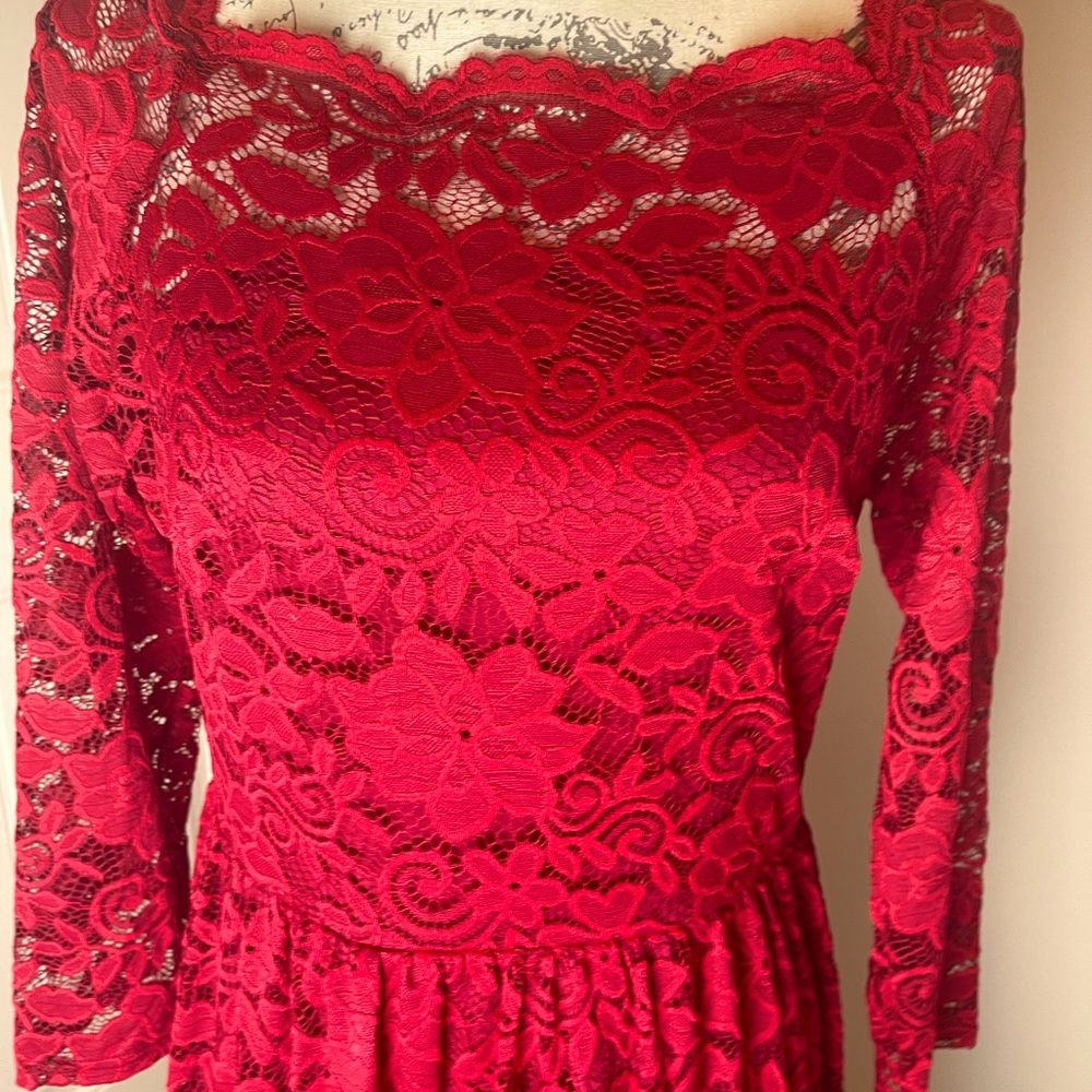 Red lace dress